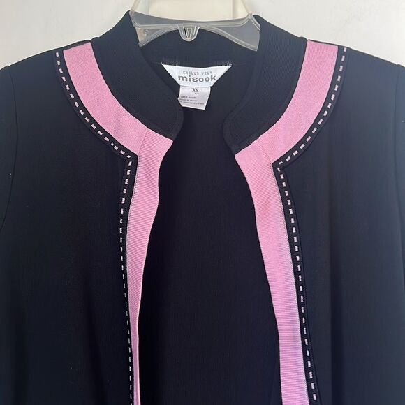 Exclusively Misook Women’s Open Front  Black Pink Knit Cardigan Jacket Sz XS - Picture 6 of 10